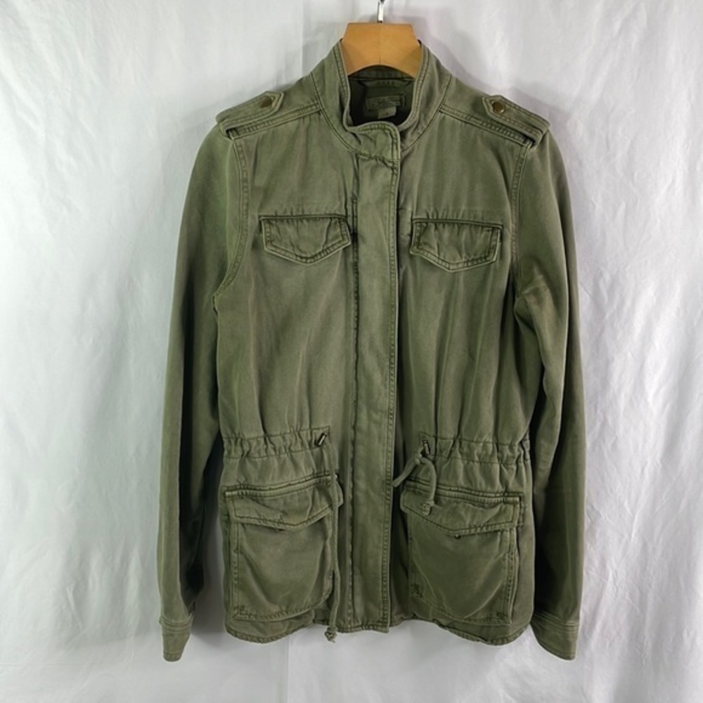 Lucky brand green, mandarin collar, cotton utility jacket